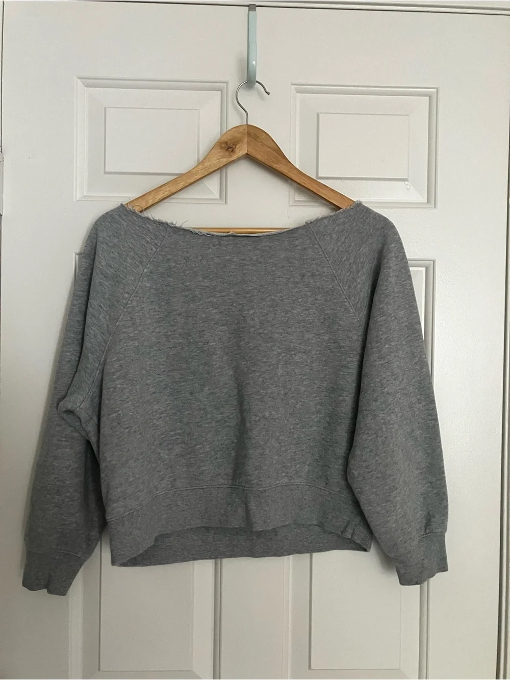 PINK Victoria's Secret Off-the-Shoulder Fleece Sweatshirt — Heather Gray